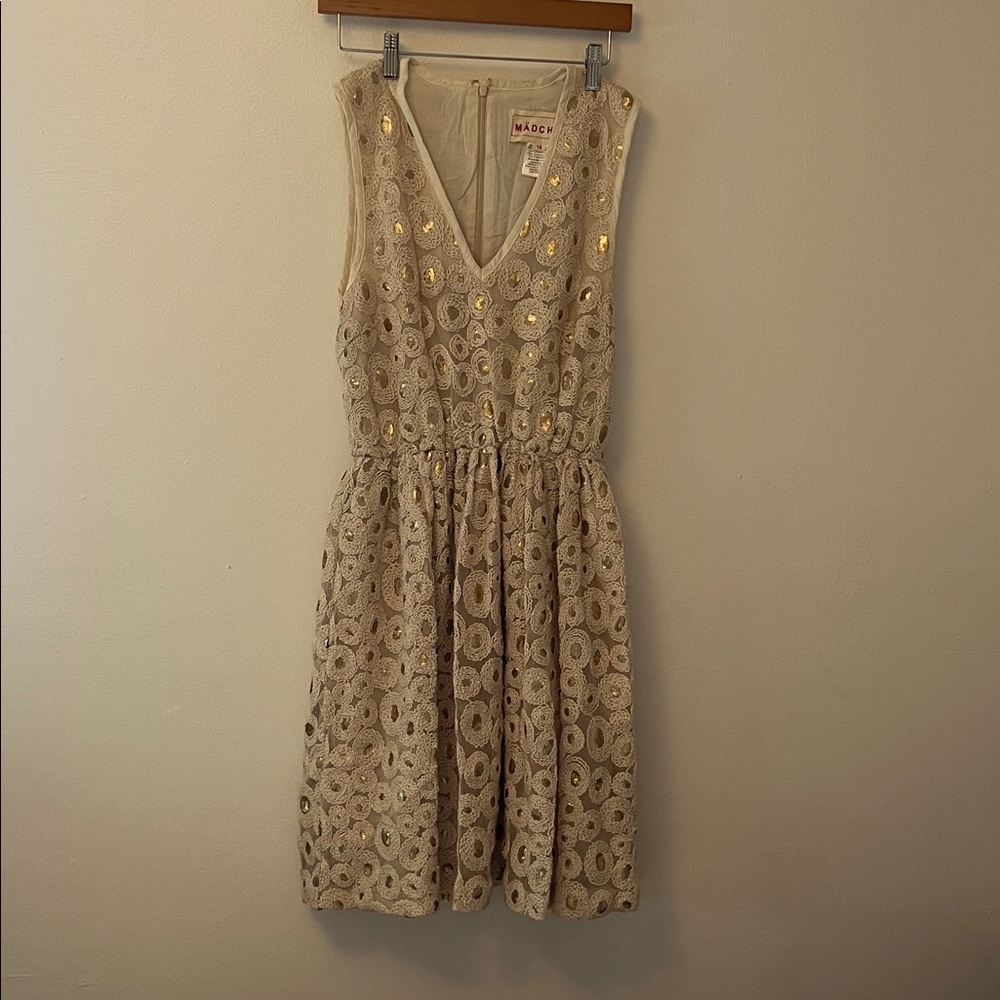 Anthropologie Madchen Beige Sleeveless Sequin Dress